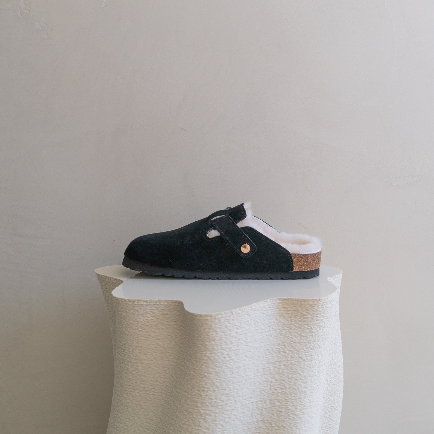 Clog Suede Leather/Sheepskin - Black