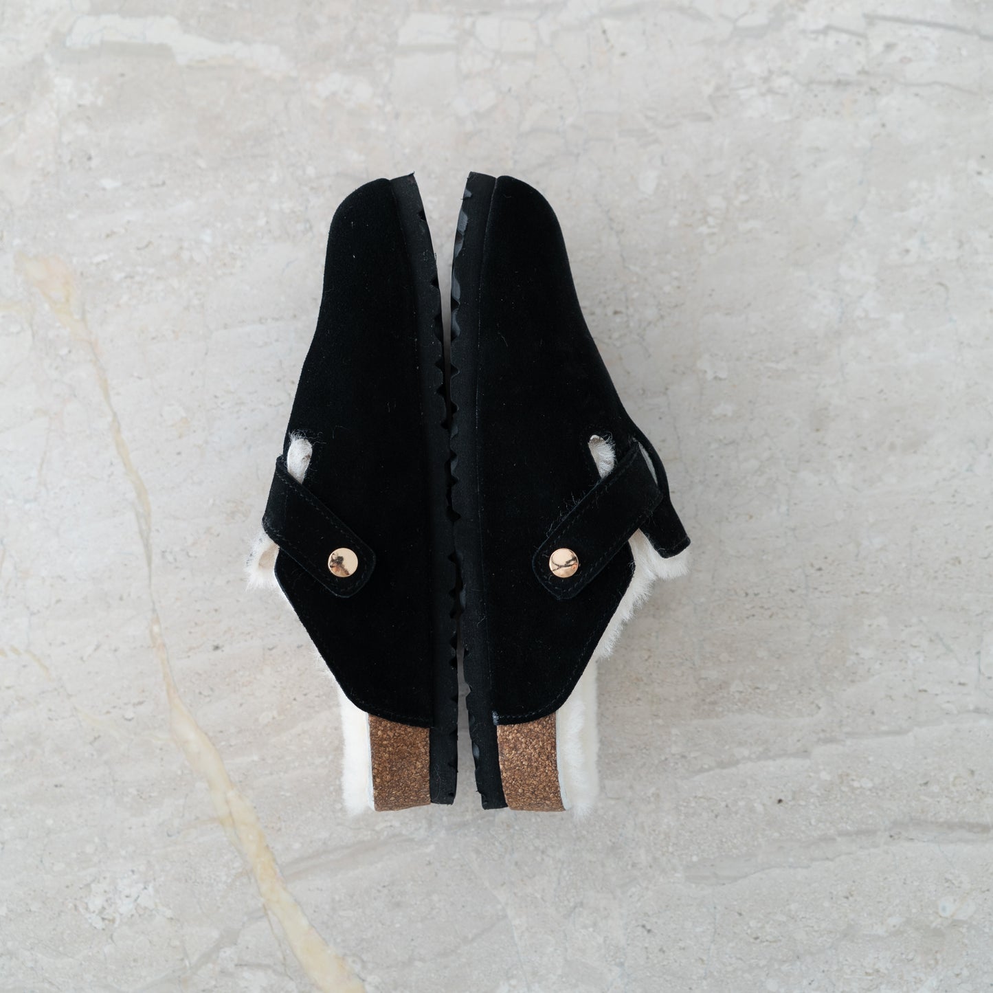 Clog Suede Leather/Sheepskin - Black