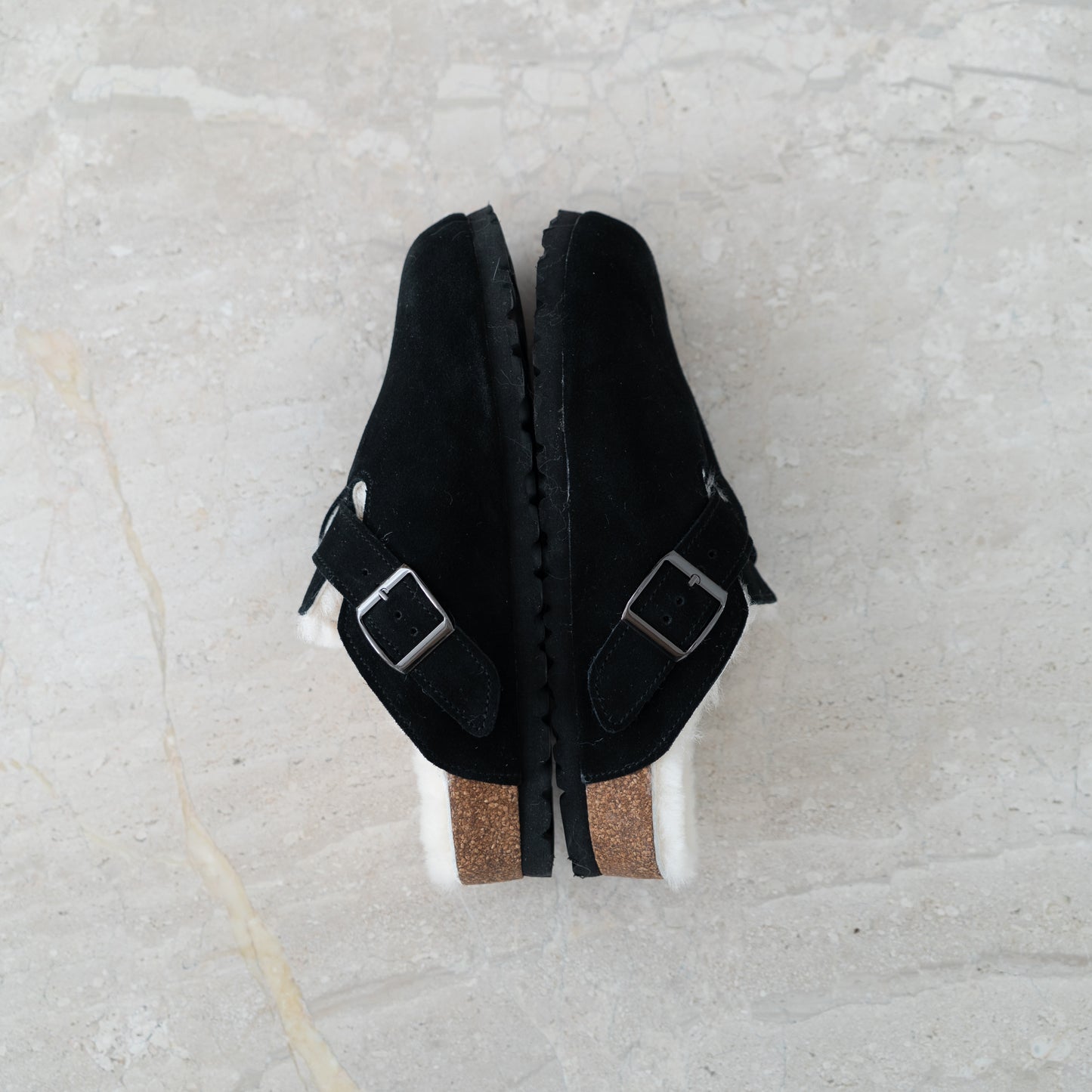 Clog Suede Leather/Sheepskin - Black