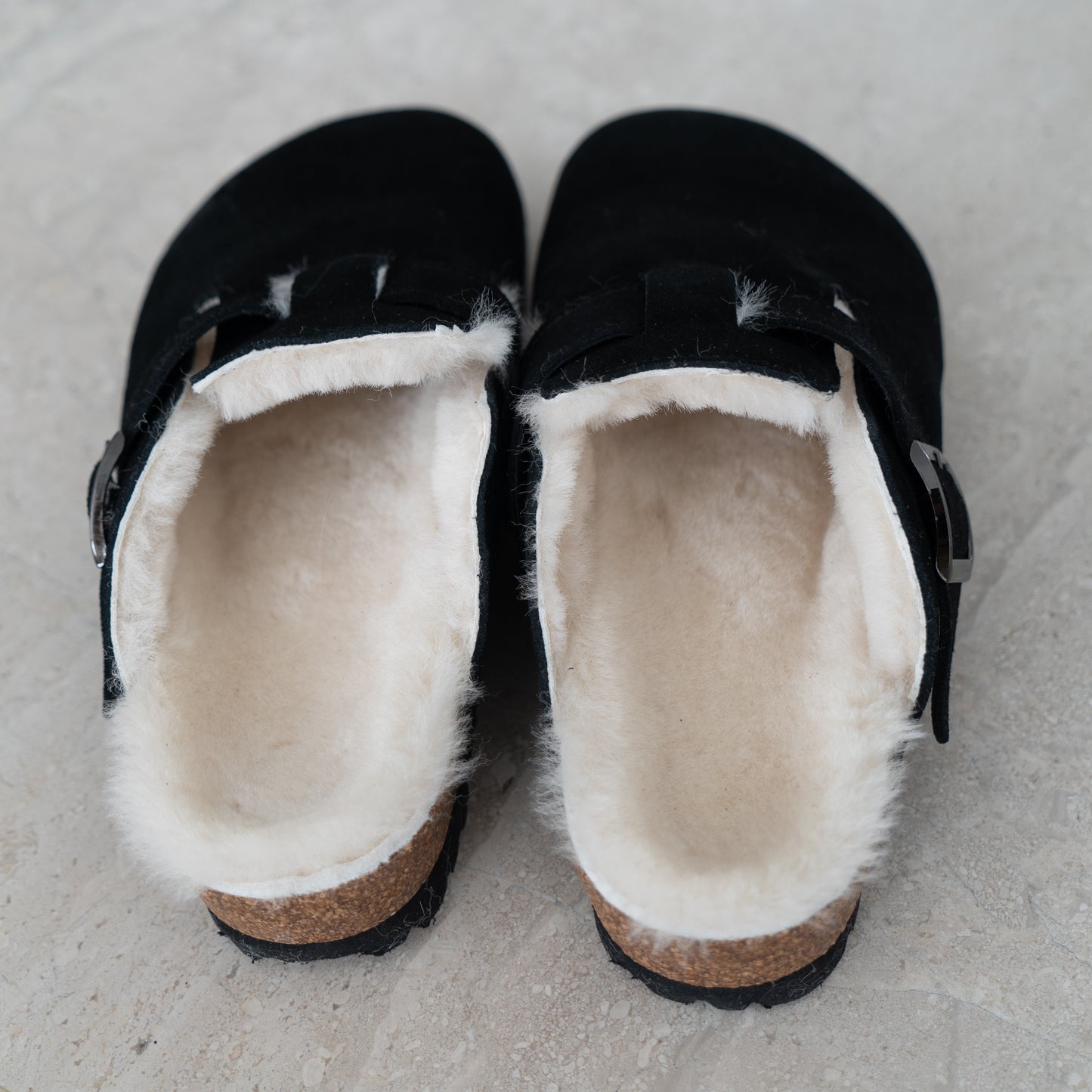 Clog Suede Leather/Sheepskin - Black